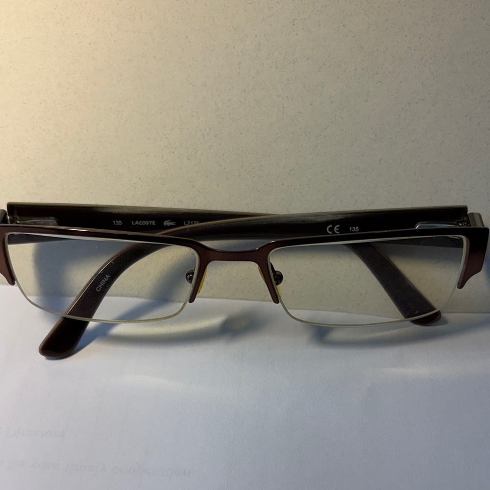 Lacoste Brown and Gold Semi-Rimless Rectangular Glasses